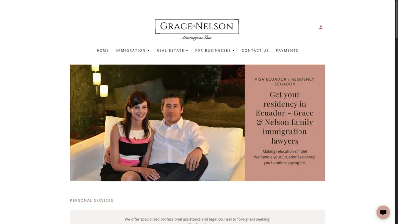 Grace Nelson Law homepage with bilingual hero section