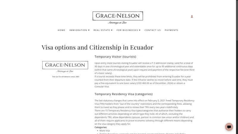 Grace Nelson Law property listings for expats in Ecuador