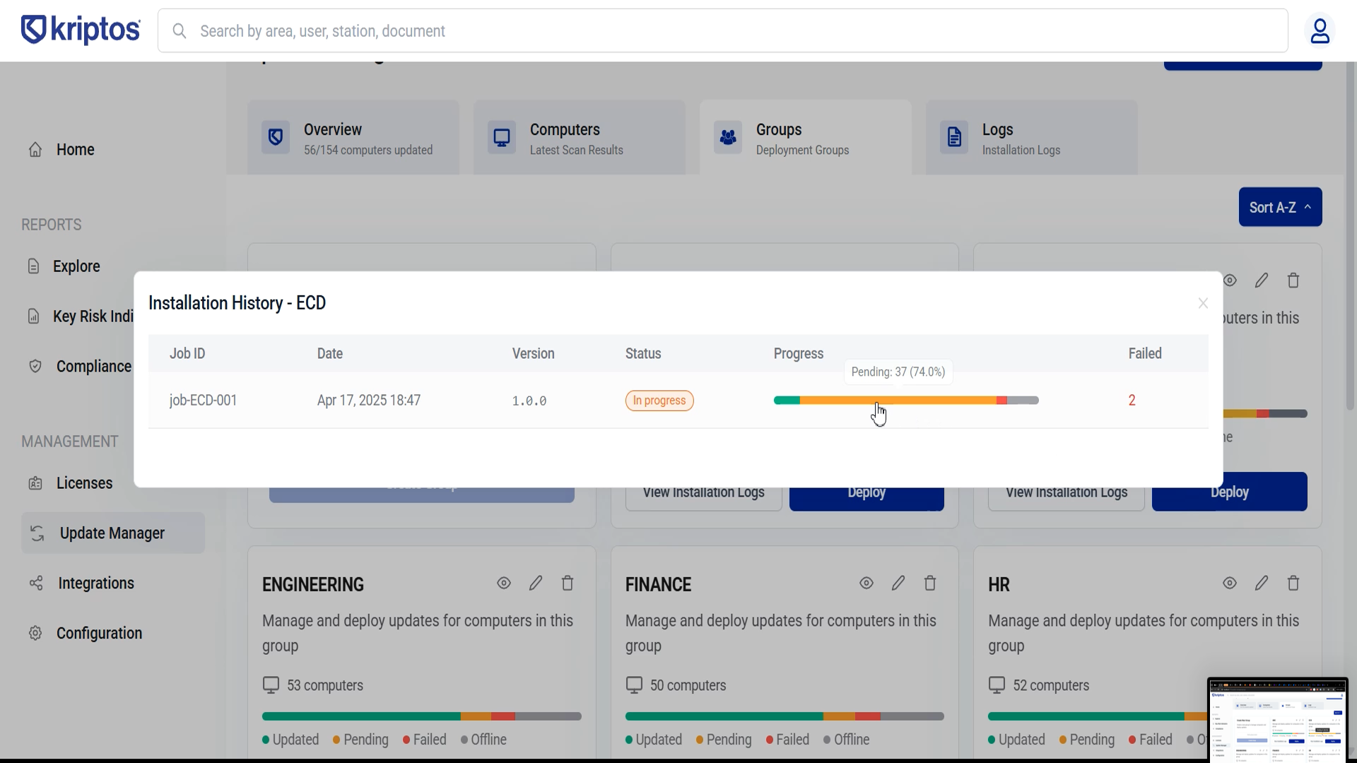 Update Manager status reporting